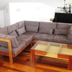 Corner Sofa Hardwood Frame with Micro Suede Cushions